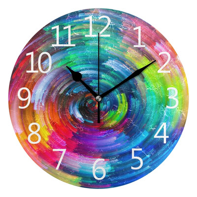 

Wall Clock Arabic Numerals Design Colorful Vortex Round