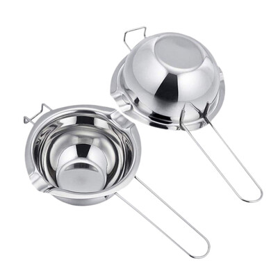 

UpperX 2pcs Steel Universal Double SpoutsBaking Insert ToolsMelting Pot for Butter Chocolate Cheese Caramel188 Steel Silver
