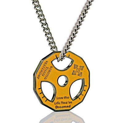 

YISHIZHIAI Fitness Barbell Dumbbell Necklace Steering Wheel Disc Mens Pendant 4439