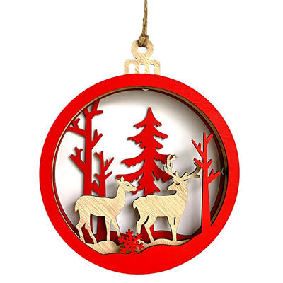 

UpperX Large Wooden 3D Couples Reindeer Christmas Pendant Christmas Hanging Decor Light Bulb Wall Pendant