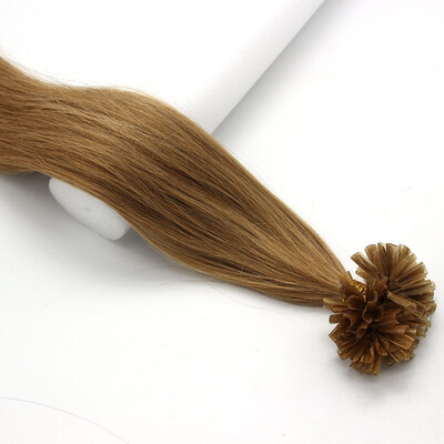 

Pre Bonded Nail U Tip Keratin Fusion Real Hair Womens Human Hair Extension Straight 27 Dark Blonde 100s 16-22inches