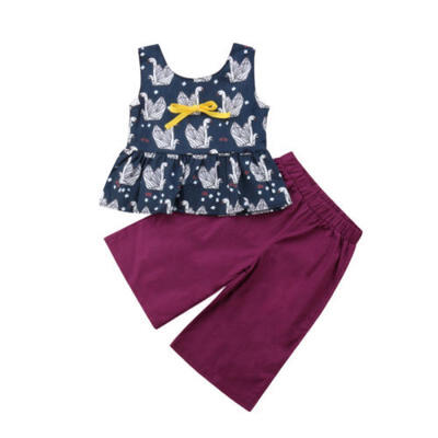 

Summer Kids Baby Girls Animal Vest TopLong Pants 2pcs Outfits Clothes Set