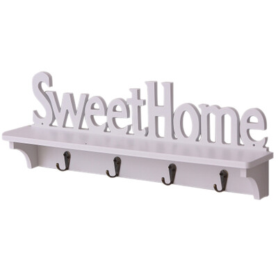 

UpperX New elegant wooden garden wall hollow pierced shelf wall rack English "Sweet Home" bookshelf home decor Shooting props