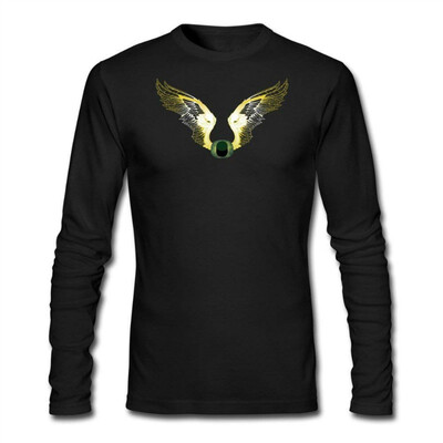 

100 Cotton Mans Fighting Oregon Ducks Flying Wings Logo T-Shirt Long-Sleeve
