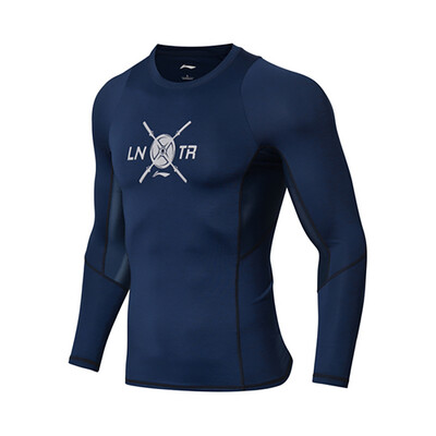 

Li Ning LI-NING fitness clothes yoga clothes tights T-shirt running fitness quick-drying badminton wear sportswear mens shirt AUDN155-5 mixed color navy blue 3XL