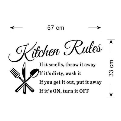 

Kitchen Rules Wall Sticker Art Words Vinyl PVC Home Decals Modern Kitchen Decor