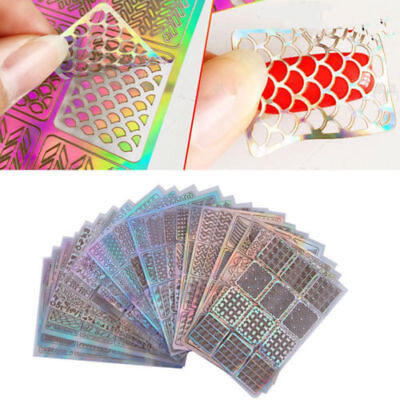

Multi Patterns Nail Art Stencil Guide Manicure Template Stickers Stamping