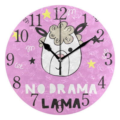 

Wall Clock Arabic Numerals Design Funny Lama Round