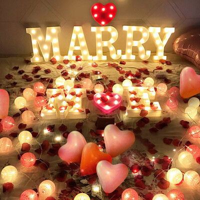 

Qinglan wedding room layout proposal props romantic expression decoration decorative lights luminous letters LED lights MARRY ME suit