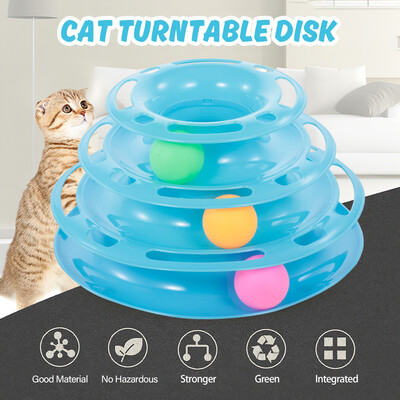 

3 Layers Cat Track Tower Track Toy Interactive Trilaminar Turntable Crazy Ball Disk Toy for Kitten Pet
