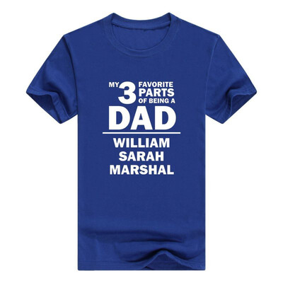 

Custom Names 3 Favorite Parts Of Being a Dad Young Mens T-Shirt