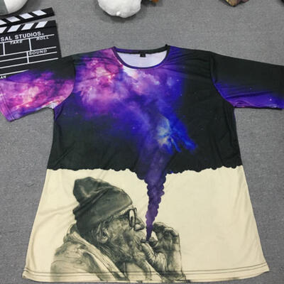 

Mens Slim Fit O Neck Short Sleeve Old Man Star Sky Tee T-shirt Casual Tops NE