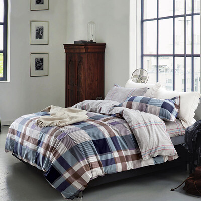 

Xin Xin home textiles cotton single bed three sets of student dormitory bed sheets quilt three sets of single 12 meters bed think of time blue