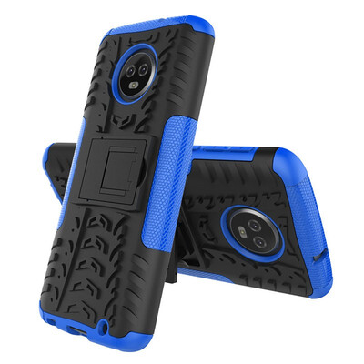 

Fivice Motorola Moto G6 Plus 2018 Case TPU anti-fall tire pattern back clip bracket phone case