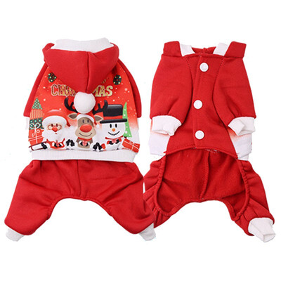 New Christmas Dog Clothes Pet Costume Soft Warm Fleece Pet Cat Puppy Dog Hoodies Four Legs Small Dogs Sweater Coat XS - 2XL