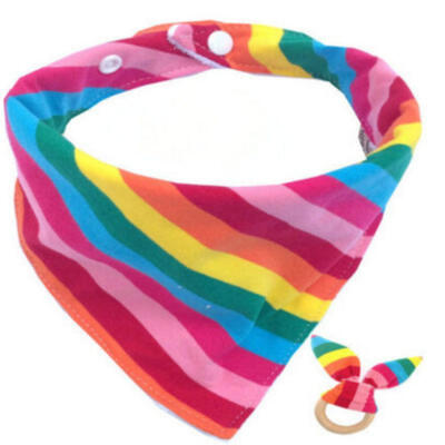 

Cute Baby Triangle Boy Bandana Bibs Head Scarf Towel DribbleWood Teething Ring
