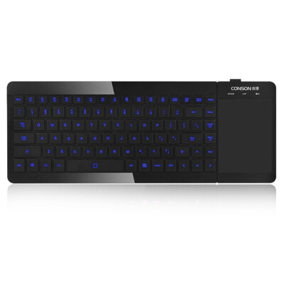 

Общая запись (Conson) CK-470TL беспроводных мультимедийная сенсорная клавиатура литиево трехцветная светоизлучающая лазерная гравировка полированный черный родовой TV бизнес-офис