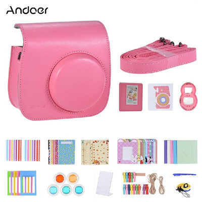 

Andoer 14 in 1 Instant Camera Accessories Bundle Kit for Fujifilm Instax Mini 988 include CaseStrapStickerSelfie Lens5 Filt