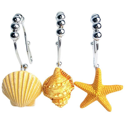 

UpperX Seashell Shower Curtain Hooks 12 PCS Starfish Nautical Bathroom Beach Decor