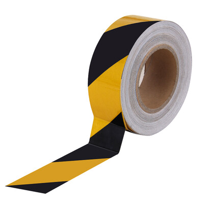 

Interesting black and white twill twill width 5cm long 45.7 meters safe area warning line wall paste floor logo reflective film warning tape
