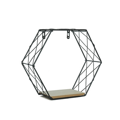 

Simple Hexagon Iron Mesh Wall Hanging Household Decoration Pendant Black Bias L