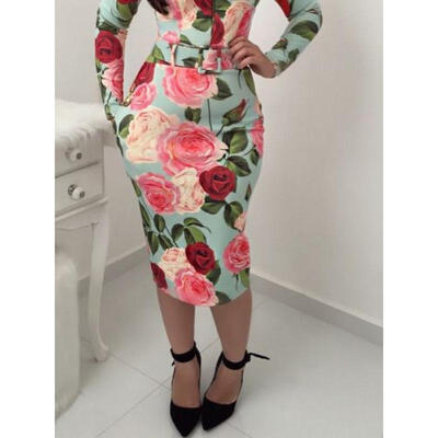 

UK Women Belt Mini Dress Bardot Bodycon Skater Floral Ladies Cocktail Size 6-14