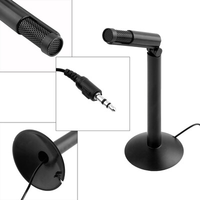 

PC Laptop MSN Skype 3.5mm Studio Speech Microphone MIC with Stand Mount