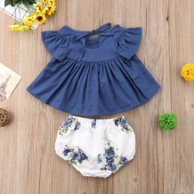 

US Seller Newborn Infant Baby Girls Tops Dress Floral Harem Shorts Pants Clothes