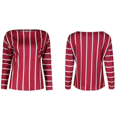 

Fashion Women Ladies Long Sleeve Stripe Crew Neck Shirts Tops Blouse Tee S-XL