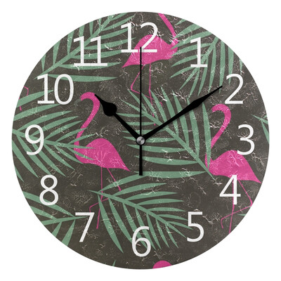 

Wall Clock Arabic Numerals Design Swan Leaf Round