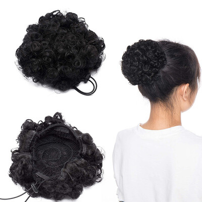 

Afro Bun Extension Puff Ponytail Chignon Hairpiece With Drawstring Afro Kinky Curly Wrap Messy Updo Synthetic For Women