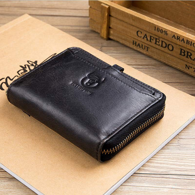 

BULLCAPTAIN 2018 male wallet Genuine Leather Men Wallet gift birthday for man Brand High Quality Zipper wallet Card Coin wallet