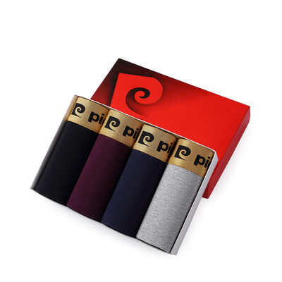 

Pierre Cardin 4pcs Men&39s underwear Solid color Comfortable flat-bottomed pants Bright gold belt Pants  code