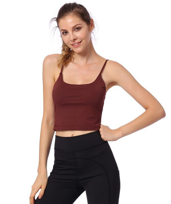 

Womens yoga vest fitness dance halter strap bra with chest pad vest