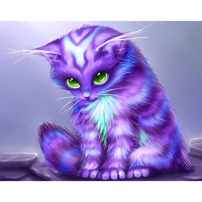 

UpperX Diamond Embroidery 5D DIY Diamond Painting Cross Stitch Purple Kits Cat Animal Pattern Arts And Crafts Gift
