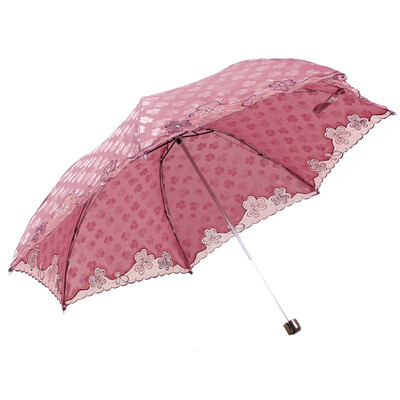 

[Супермаркет] рай зонтик Jingdong ощущения сытости ВС отправила пряжу клевер цветок украшен блестками вышитого карандаша зонтика сложенной темно-розовый 33211E