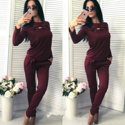 

Hot Womens Tracksuits Hoodies Sweatshirt Jogging Pants 2Pcs Set Sports Suit