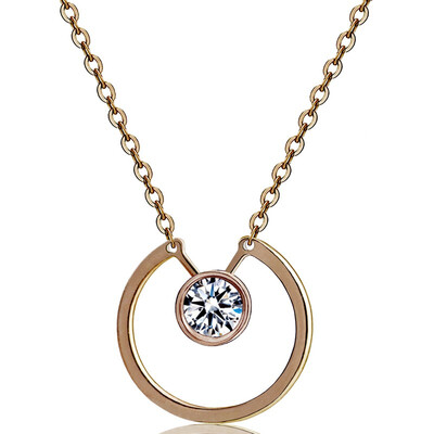 

YISHIZHIAI Double Ring Ring Pendant Double Circle Necklace Fashion Women Jewelry 4492