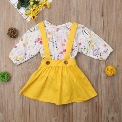 

US Stock Pretty Kids Baby Girls Autumn Outfits Floral Romper Top Tutu Dress Set