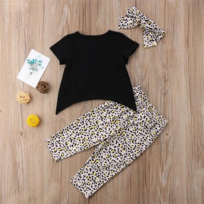 

Leopard Kids Baby Girls Outfits Clothes T-shirt Tops Dress Long Pants 3PCS Set