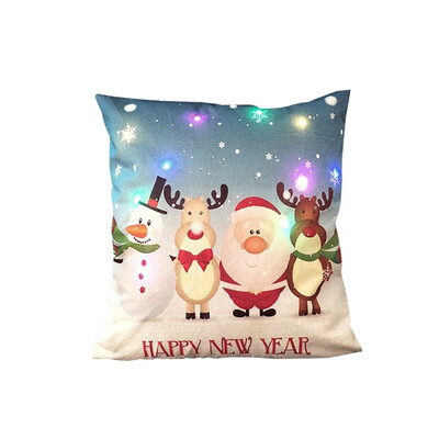 

18 18 inches 45 45cm Linen Colorful LED Light Christmas Cushion Cover Decorative Sofa Car Throw Pillow Case Pillowcase Chris