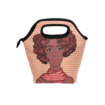 

Lunch Bag Tote Bag African American Woman Travel Picnic Organizer Lunch Holder Handbags Lunch Bag Box for Office