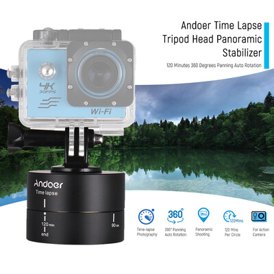 

Andoer 120 Minutes 360 Degrees Panning Auto Rotation Time Lapse Tripod Head Panoramic Stabilizer for GoPro Hero6 5 4 3 3 for Ligh