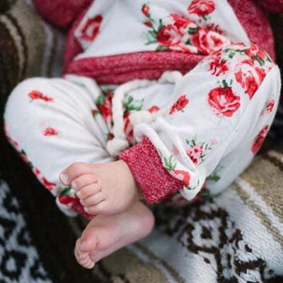 

Newborn Baby Girls Floral Hooded Coat HoodiesPants 2PCS Outfits Clothes Sets