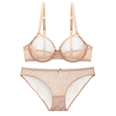 

Fashion Transparent Ultra-thin Lingerie Underwear Solid Lace See Through Intimates Women Bra set