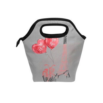 

Lunch Tote Bag Love Balloon Travel Picnic Insulated Lunch Handbags Portable Zipper Lunch Bag Box