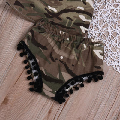 

Newborn Kids Baby Girl Clothes Camo Romper Tops VestShorts Pants Outfits Summer