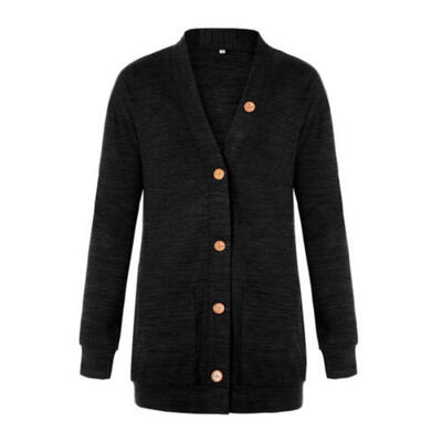 

UK Womens Long Sleeve Cardigan Jumpers Outwear Loose Knitted Sweater Casual Tops