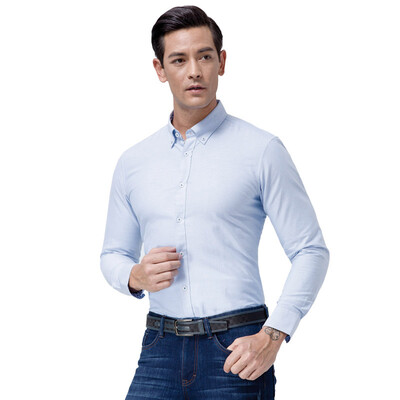 

Jiu Wang (JOEONE) рубашка мужчин 2016 осень и зима новый бизнес случайный Оксфорд с длинными рукавами рубашка синий JC354013T 175 / 96A (50A)