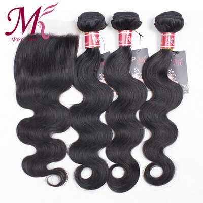 

Hair Weaving Bundles With Closure Body Wave 7A Brazillian Virgin Hair With Closure 3 Bundles Unprocessed Human Hair With Closure